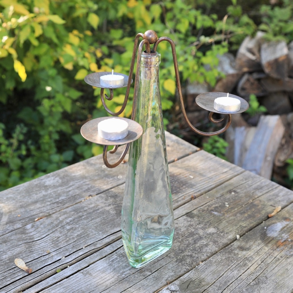 Triangular Glass Vase Candelabra - Picture 2 of 11